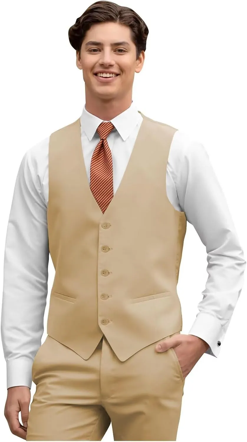 HUUTOE Mens Vest and Pants Suit 2 Piece Slim Fit Suits for Wedding Grooms Dress Waistcoat Pants Casual Prom Tuxedo Set