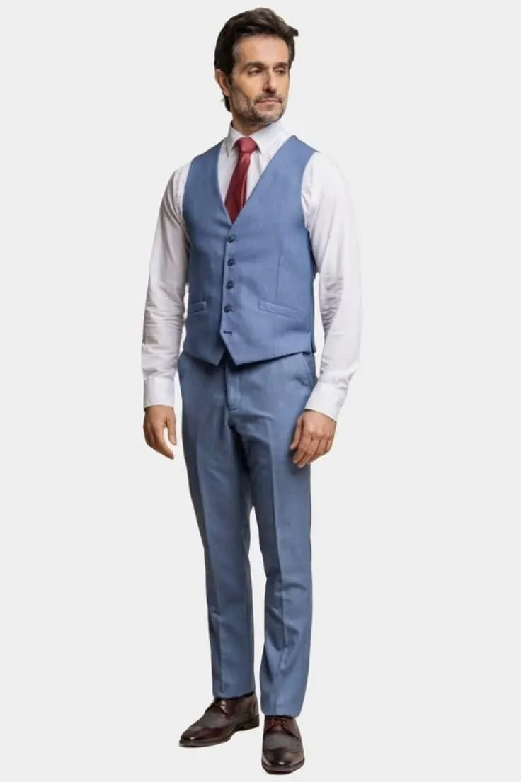 HUUTOE Mens Vest and Pants Suit 2 Piece Slim Fit Suits for Wedding Grooms Dress Waistcoat Pants Casual Prom Tuxedo Set