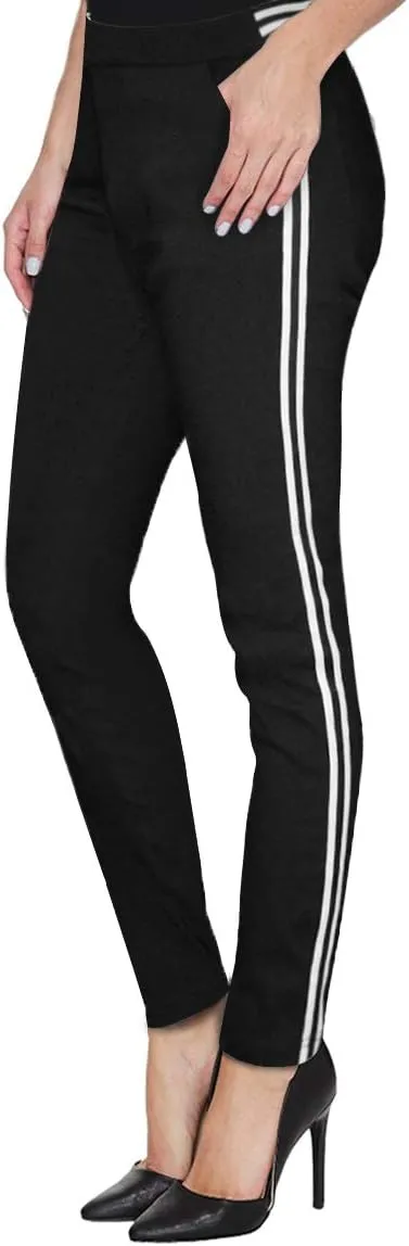 Hybrid & Company Women's Basic Skinny Stretchy Side Stripe Work Pants