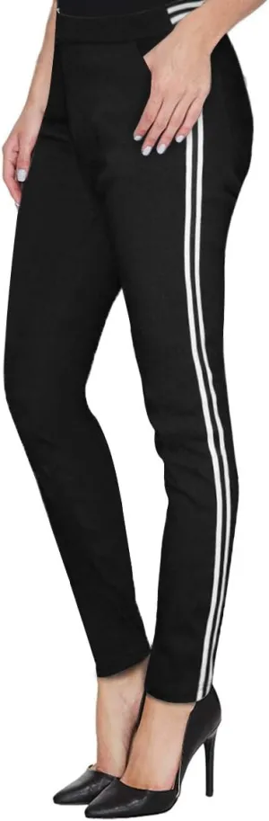 Hybrid & Company Women's Basic Skinny Stretchy Side Stripe Work Pants