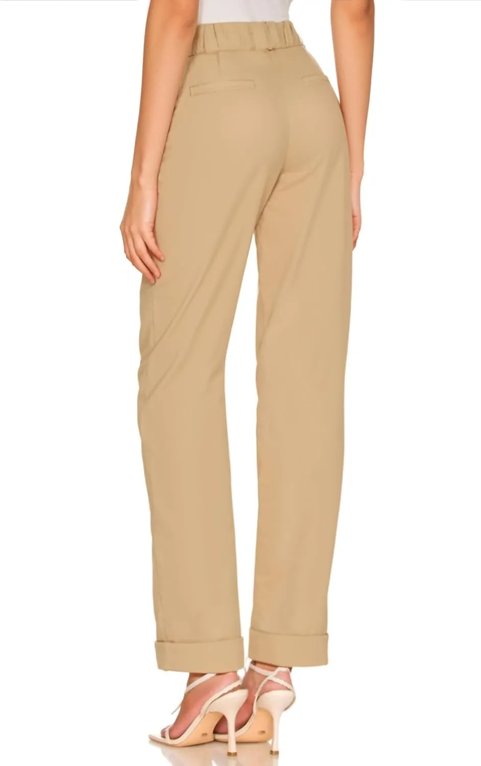 Hybrid & Company Women's High Waist Lightweight Solid Long Pants Elegant Office Trousers