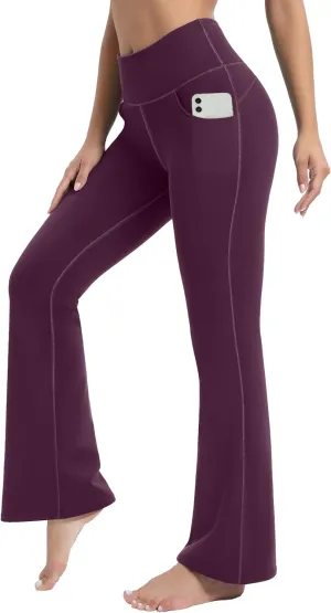 IUGA Fleece Lined Bootcut Yoga Pants with Pockets for Women Thermal Bootleg Pants Winter Workout Flare Leggings