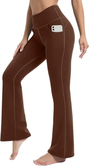 IUGA Fleece Lined Bootcut Yoga Pants with Pockets for Women Thermal Bootleg Pants Winter Workout Flare Leggings