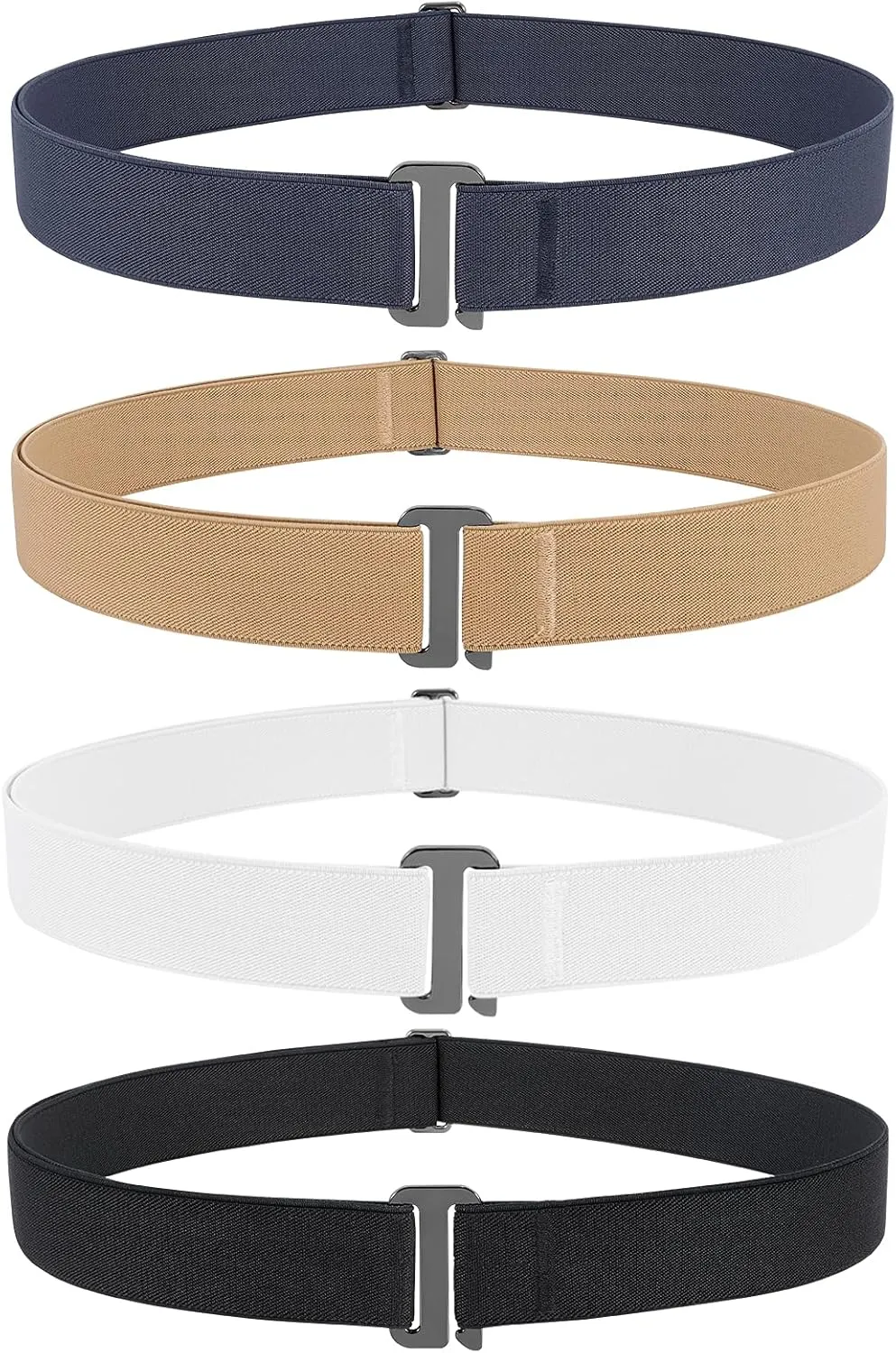 JASGOOD Invisible Women Stretch Belt No Show Elastic Web Strap Belt with Flat Buckle for Jeans Pants Dresses