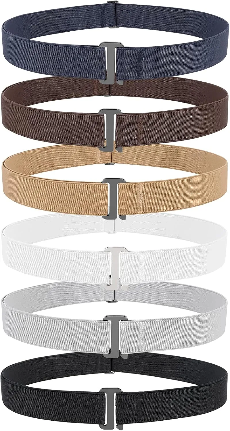 JASGOOD Invisible Women Stretch Belt No Show Elastic Web Strap Belt with Flat Buckle for Jeans Pants Dresses