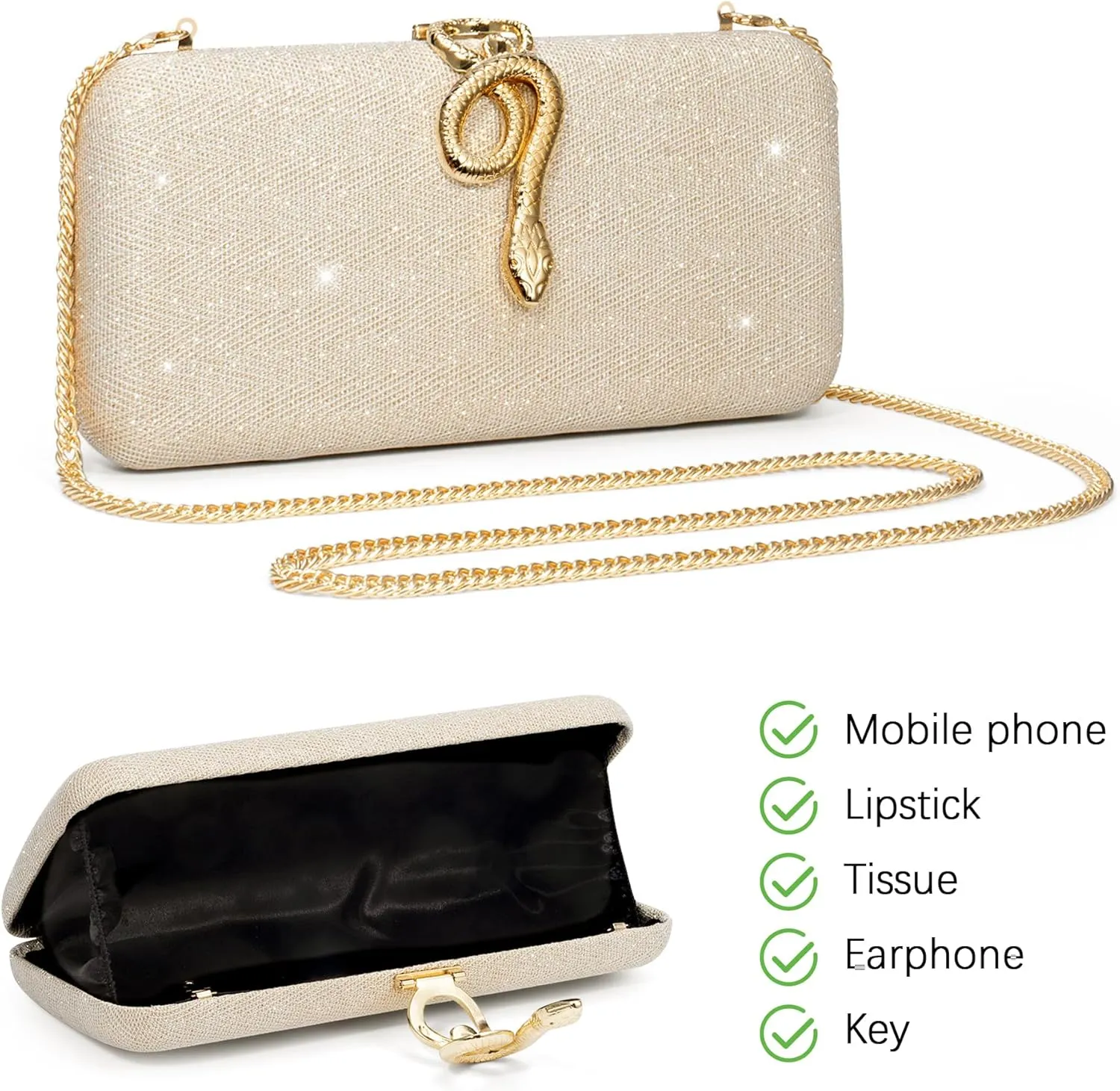 jessie Womens Evening Bags Formal Bridal Wedding Small Clutches Purses Crossbody Prom Cocktail Party Handbags