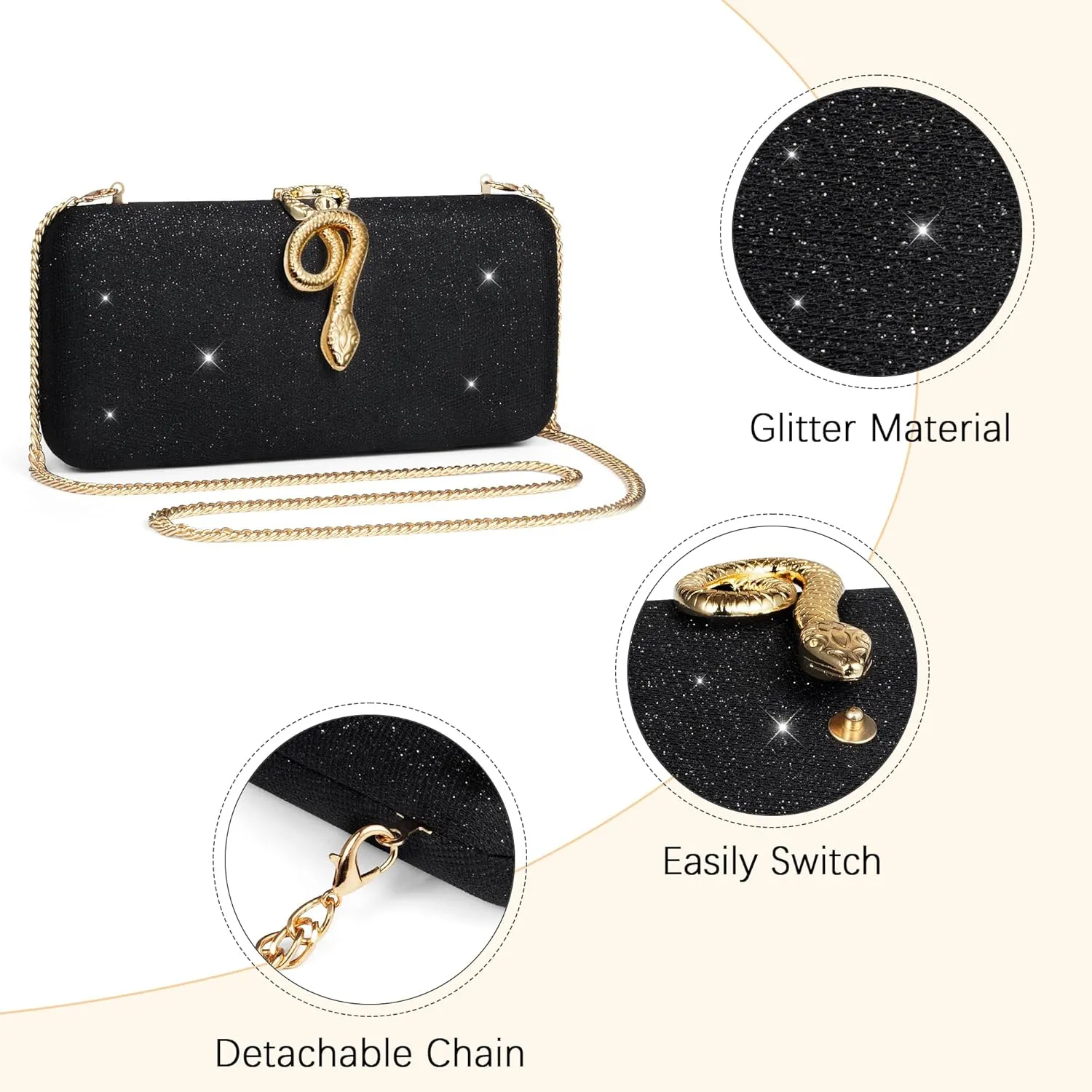 jessie Womens Evening Bags Formal Bridal Wedding Small Clutches Purses Crossbody Prom Cocktail Party Handbags
