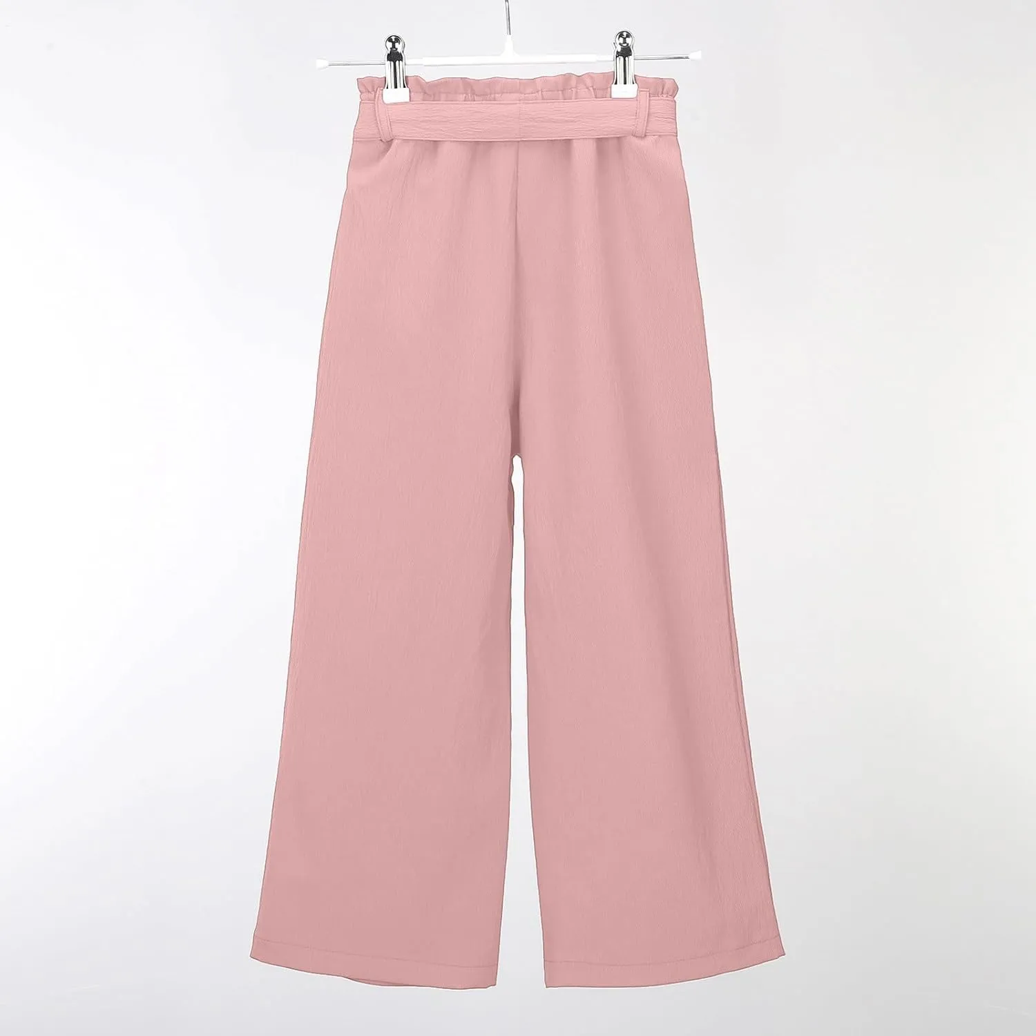 Kids Girls Linen Pants Casual Flowy Elastic High Waisted Wide Leg Loose Stretchy Trousers Summer Clothes for Girl