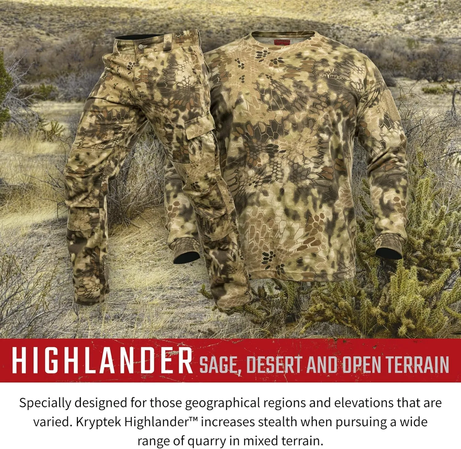 Kryptek Mens Stalker Pant, Stealthy Camo Hunting Pant with Reinforced Knees, and Seat