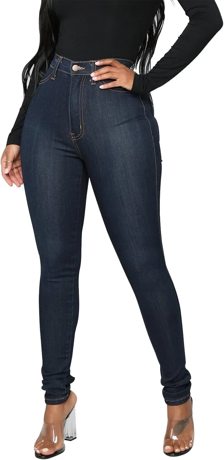KUNMI Womens Classic High Waisted Skinny Stretch Butt Lifting Jeans Slim Fit Denim Pants