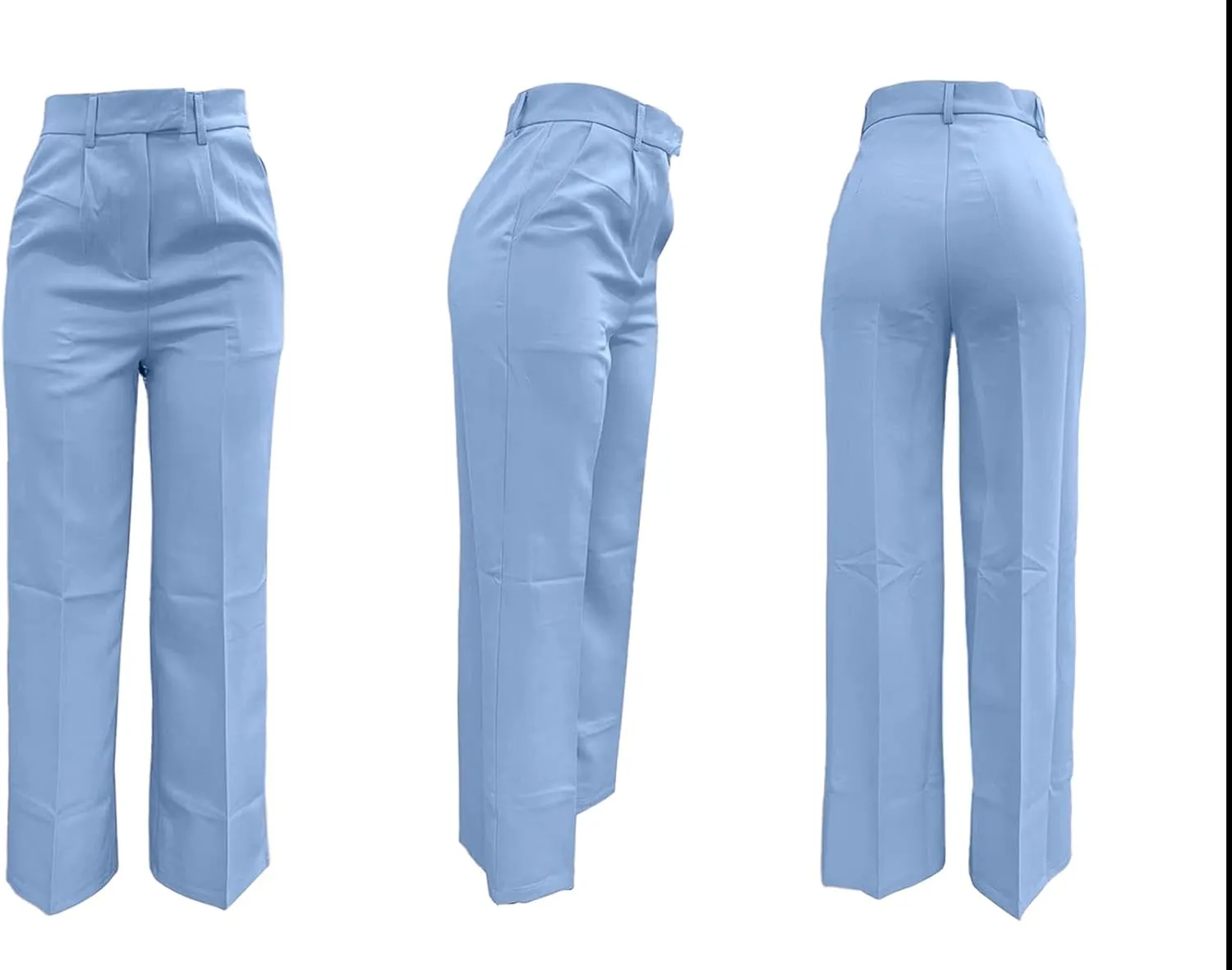 LAJIOJIO High Waist Dress Pants Women Casual,Wide Leg Business Pant Long Trousers with Pockets
