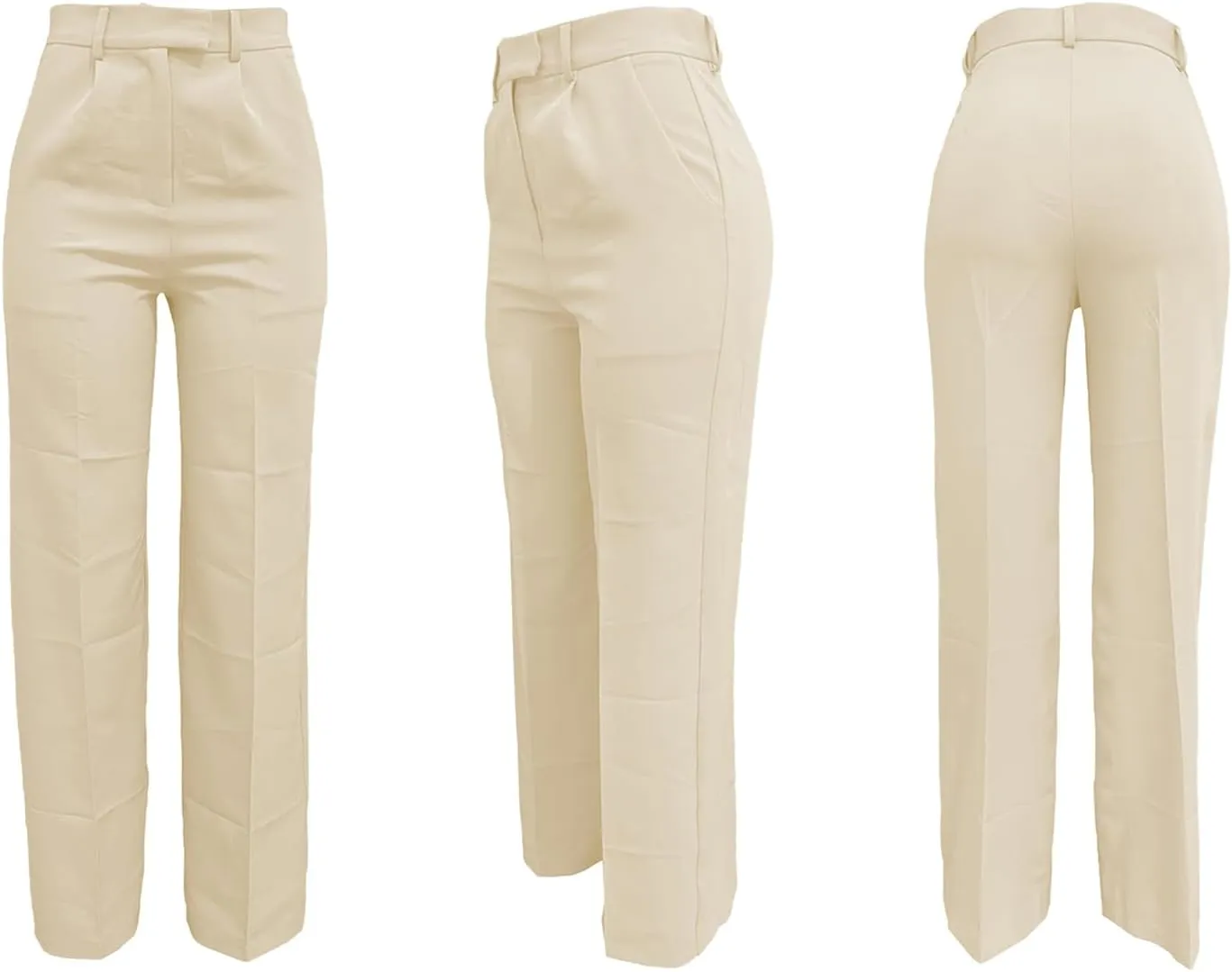 LAJIOJIO High Waist Dress Pants Women Casual,Wide Leg Business Pant Long Trousers with Pockets