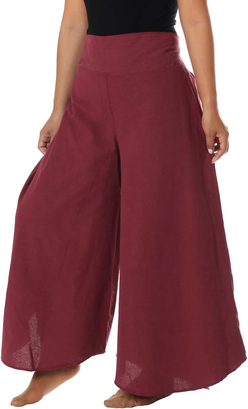 Lannaclothesdesign Cotton Palazzo Pants for Women Plus Size Hippie Wide Leg Lounge Pant