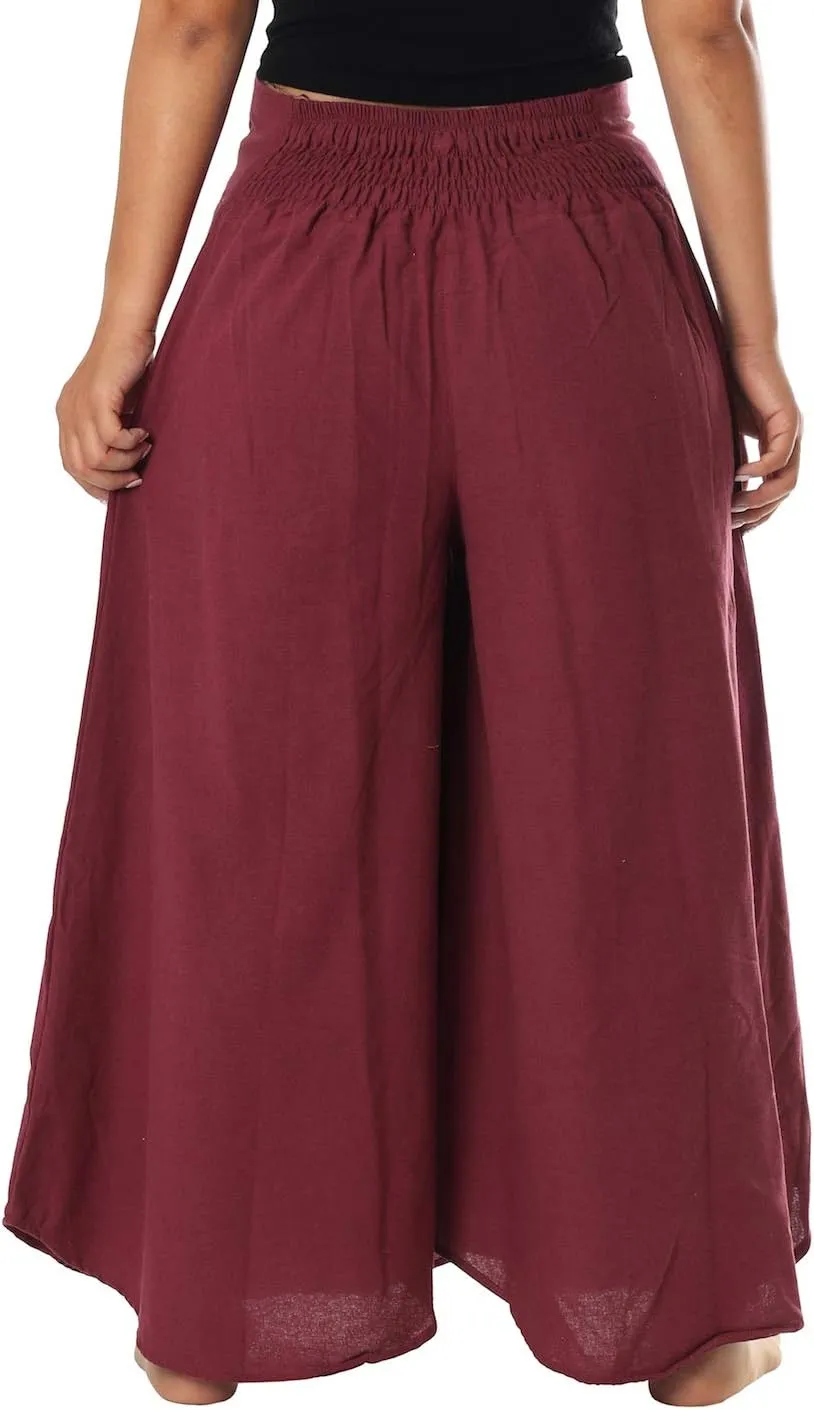 Lannaclothesdesign Cotton Palazzo Pants for Women Plus Size Hippie Wide Leg Lounge Pant