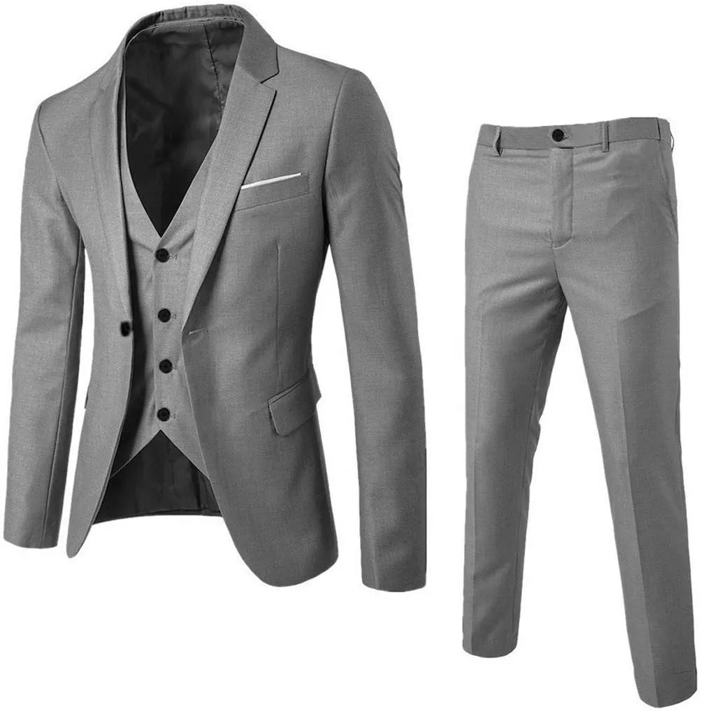 LCMTWX Men Suit 2024 3 Suit Business Wedding Party Jacket Vest & Pants Coat Mens 3 Piece Suit Dress Pants for Men Slim Fit