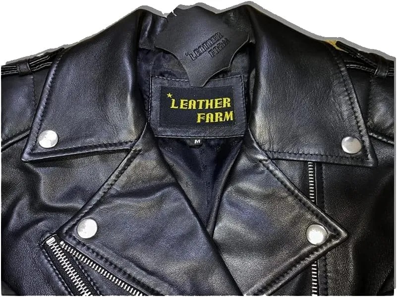 LEATHER FARM Women's Lambskin Leather Bomber Biker Jacket