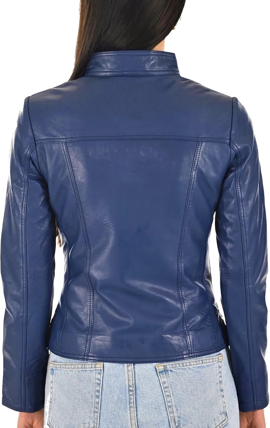 LEATHER FARM Women's Lambskin Leather Bomber Biker Jacket