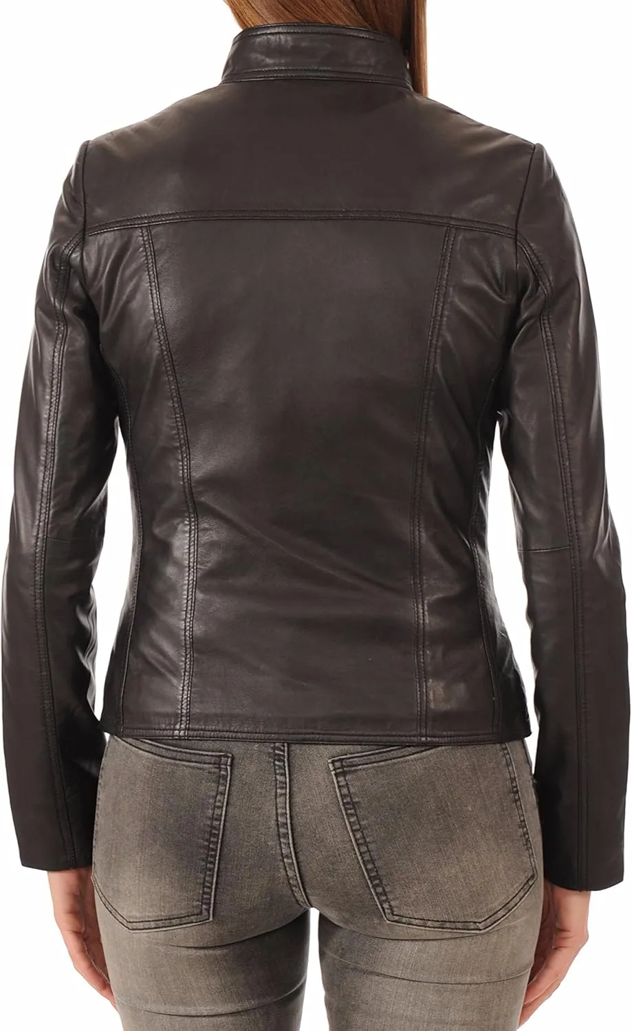LEATHER FARM Women's Lambskin Leather Bomber Biker Jacket