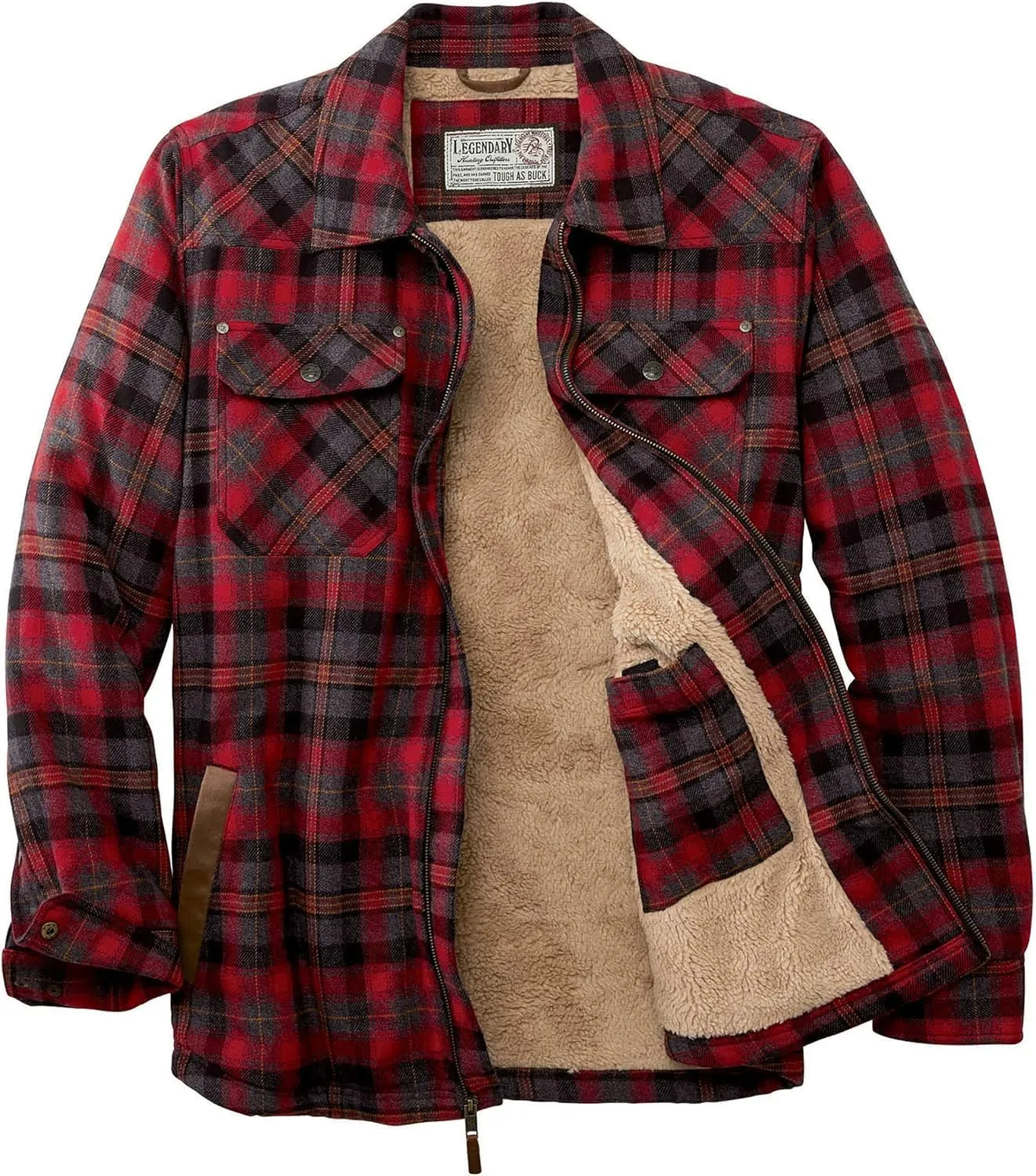 Legendary Whitetails Men's Tough as Buck Sherpa Lined Flannel Shirt Jacket
