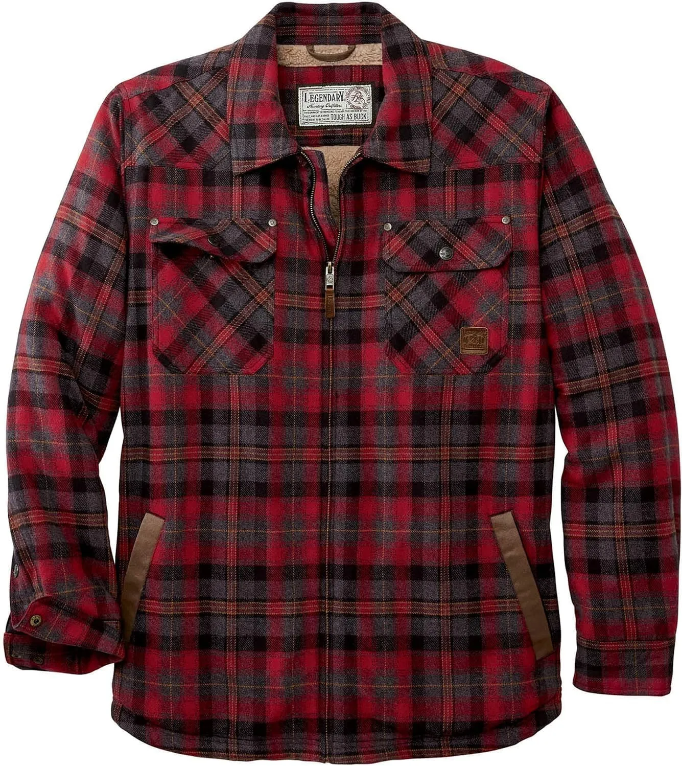 Legendary Whitetails Men's Tough as Buck Sherpa Lined Flannel Shirt Jacket