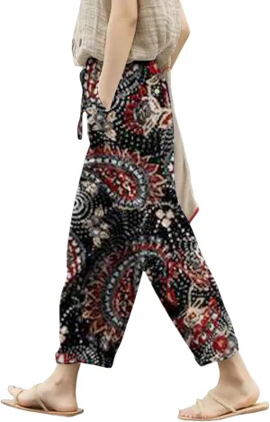 Leggings with Pockets for Women Drawstring Pants Plus Size Trendy Striped Spring Summer Gauze Pants Linen Pants Yoga