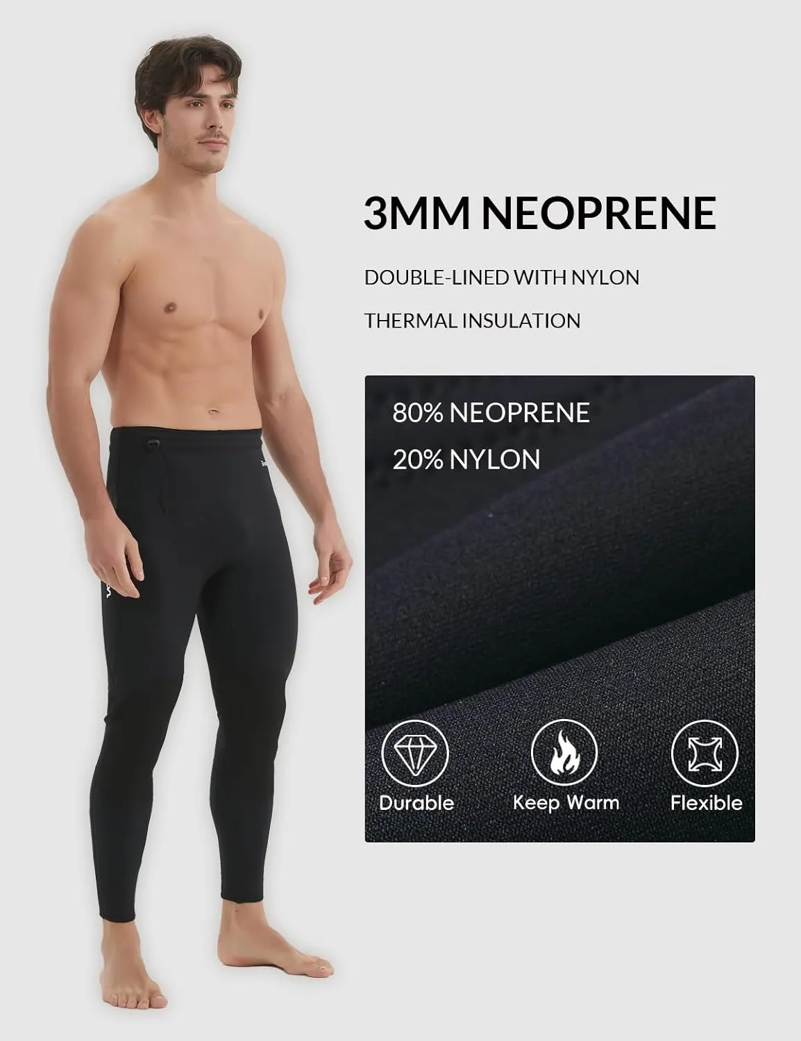 Lemorecn Wetsuit Pants Men 3mm and Wetsuit Pants Men 2mm /1.5 mm Neoprene Swim Pants for Swimming Canoeing Snorkeling Scuba Kayaking Diving