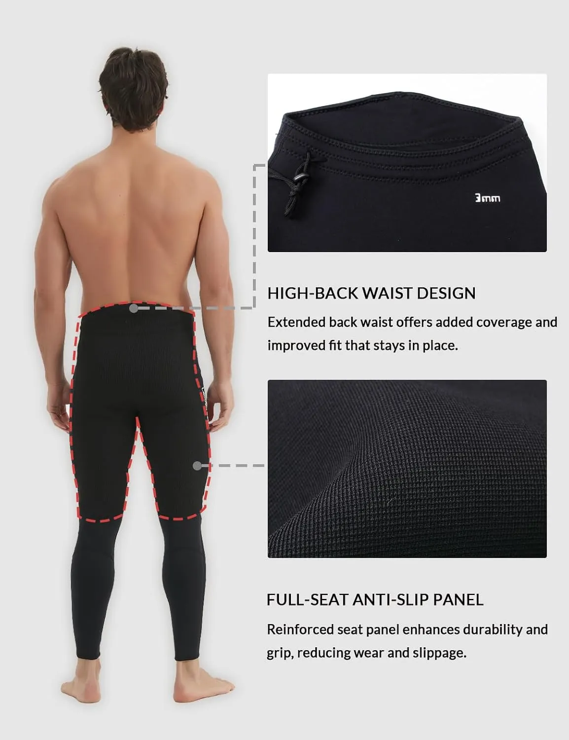 Lemorecn Wetsuit Pants Men 3mm and Wetsuit Pants Men 2mm /1.5 mm Neoprene Swim Pants for Swimming Canoeing Snorkeling Scuba Kayaking Diving