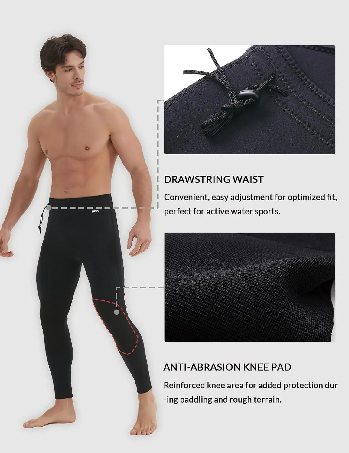 Lemorecn Wetsuit Pants Men 3mm and Wetsuit Pants Men 2mm /1.5 mm Neoprene Swim Pants for Swimming Canoeing Snorkeling Scuba Kayaking Diving