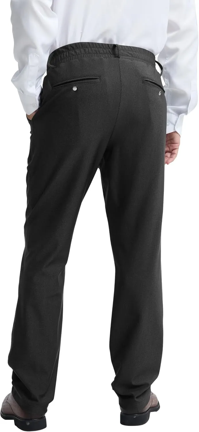 LETAOTAO Mens Elastic Waist Pants for Seniors High Stretch Expandable Waist Slaks for Elderly with Magnet Button