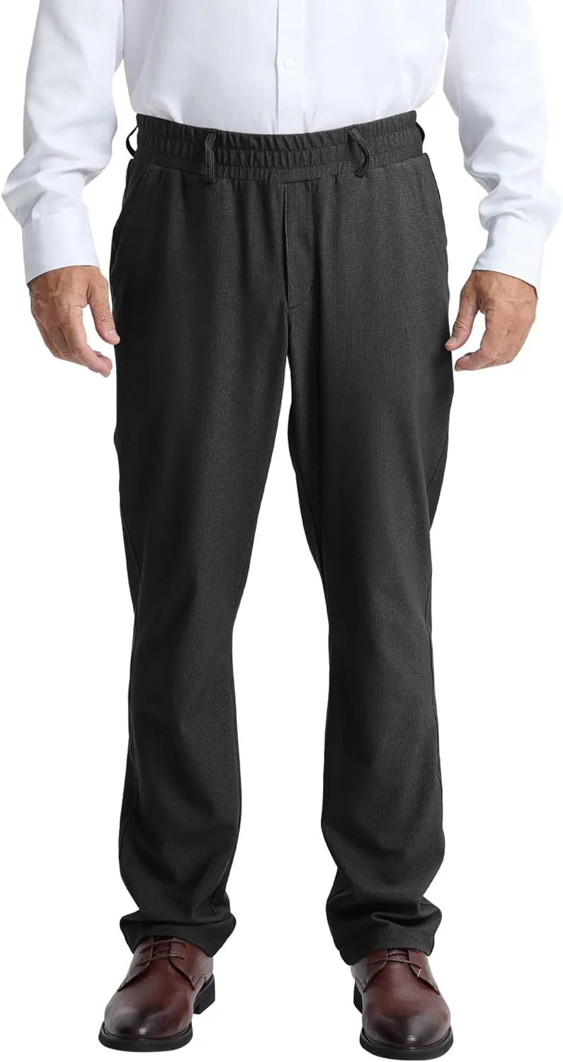 LETAOTAO Mens Elastic Waist Pants for Seniors High Stretch Expandable Waist Slaks for Elderly with Magnet Button