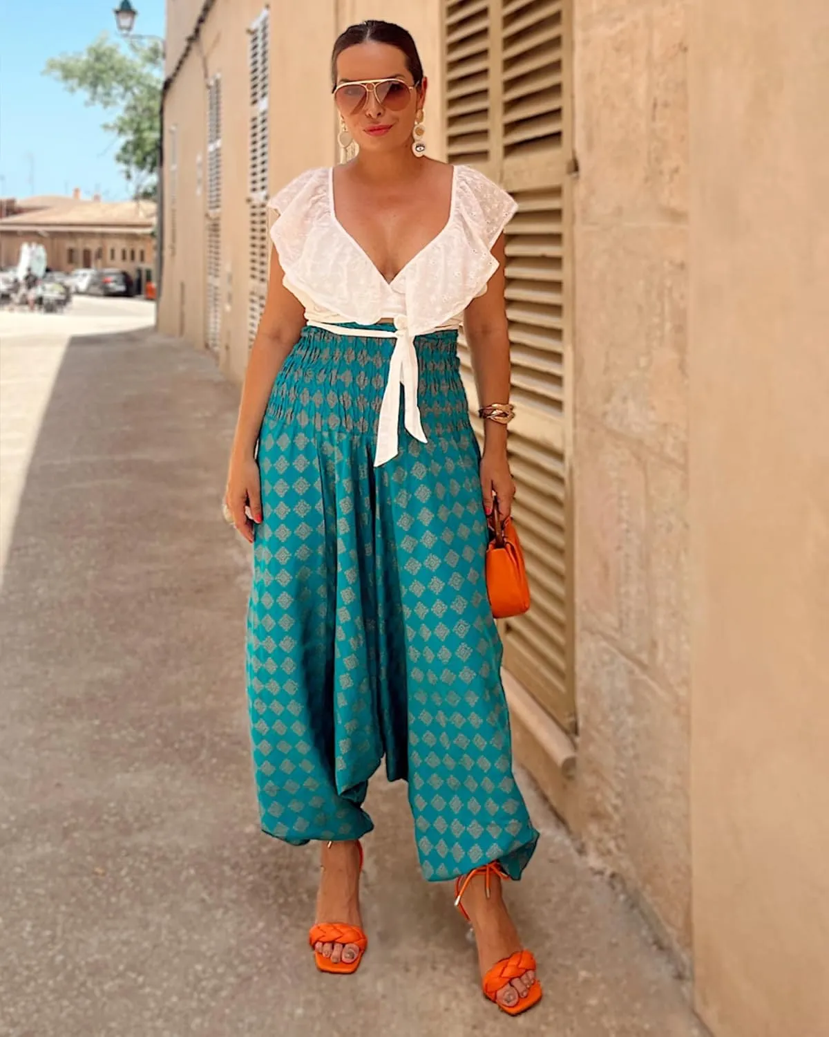 likemary Harem Pants Women - Boho Pants Pull Up into Jumpsuit with Pockets - 2-in-1 Hippie Pants and Romper Jumper Outfit
