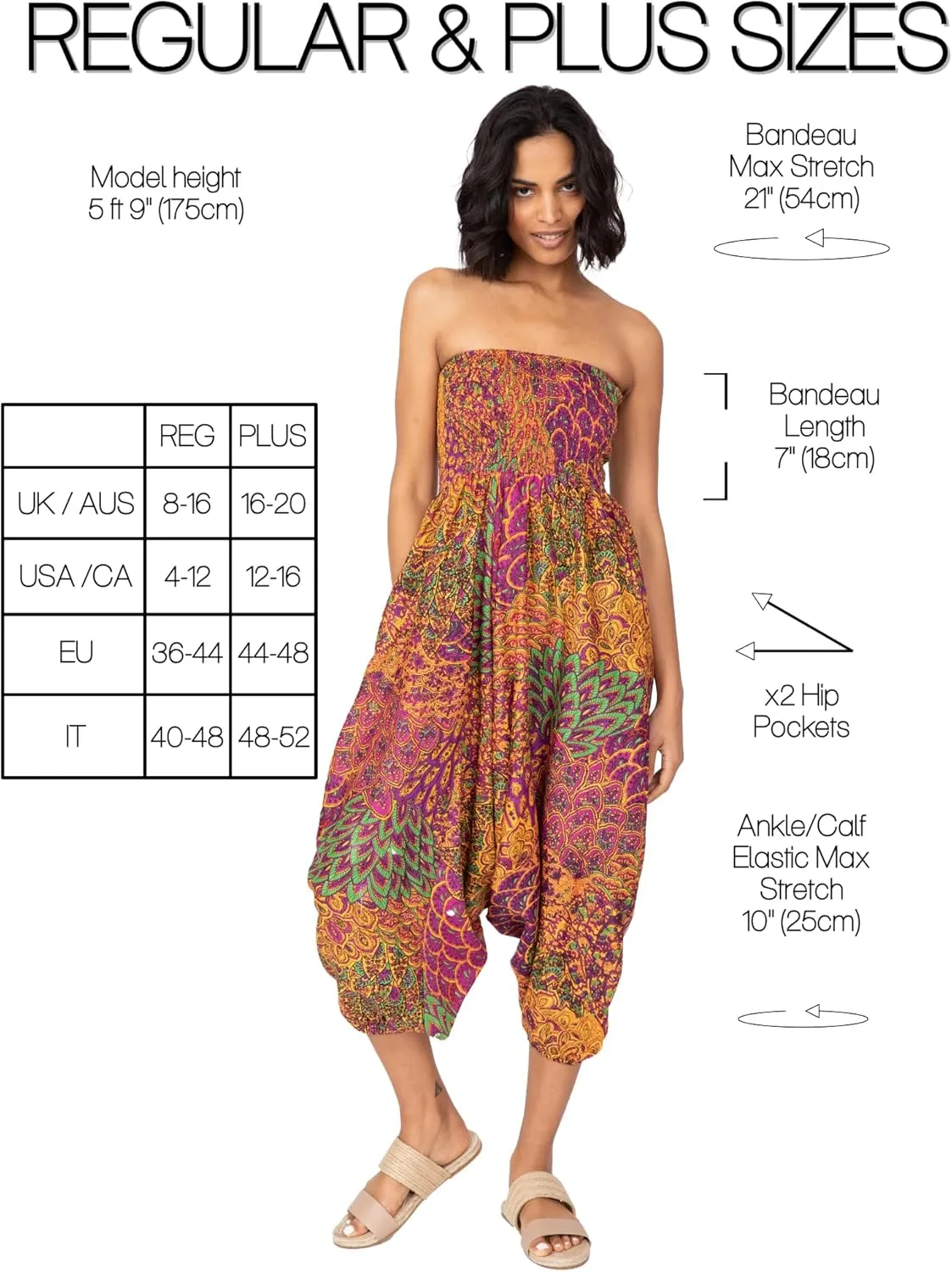 likemary Harem Pants Women - Boho Pants Pull Up into Jumpsuit with Pockets - 2-in-1 Hippie Pants and Romper Jumper Outfit