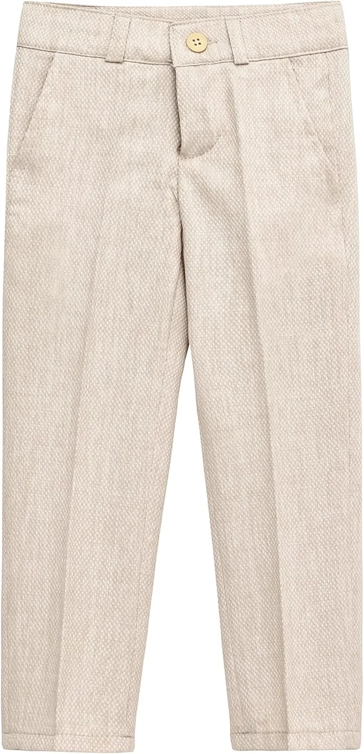 Lilax Boys Suit Set Slim Fit Vest, White Dress Shirt, Dress Pants and Bowtie 4 Piece Formal Suit Set