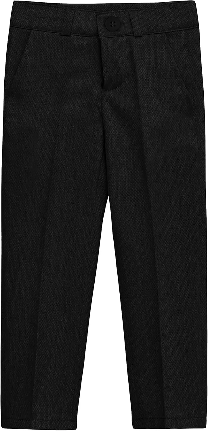Lilax Boys Suit Set Slim Fit Vest, White Dress Shirt, Dress Pants and Bowtie 4 Piece Formal Suit Set