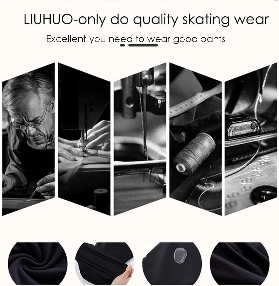 LIUHUO Figure Skating Pants Girls Fleece Practice Leggings Teens Skating Trousers