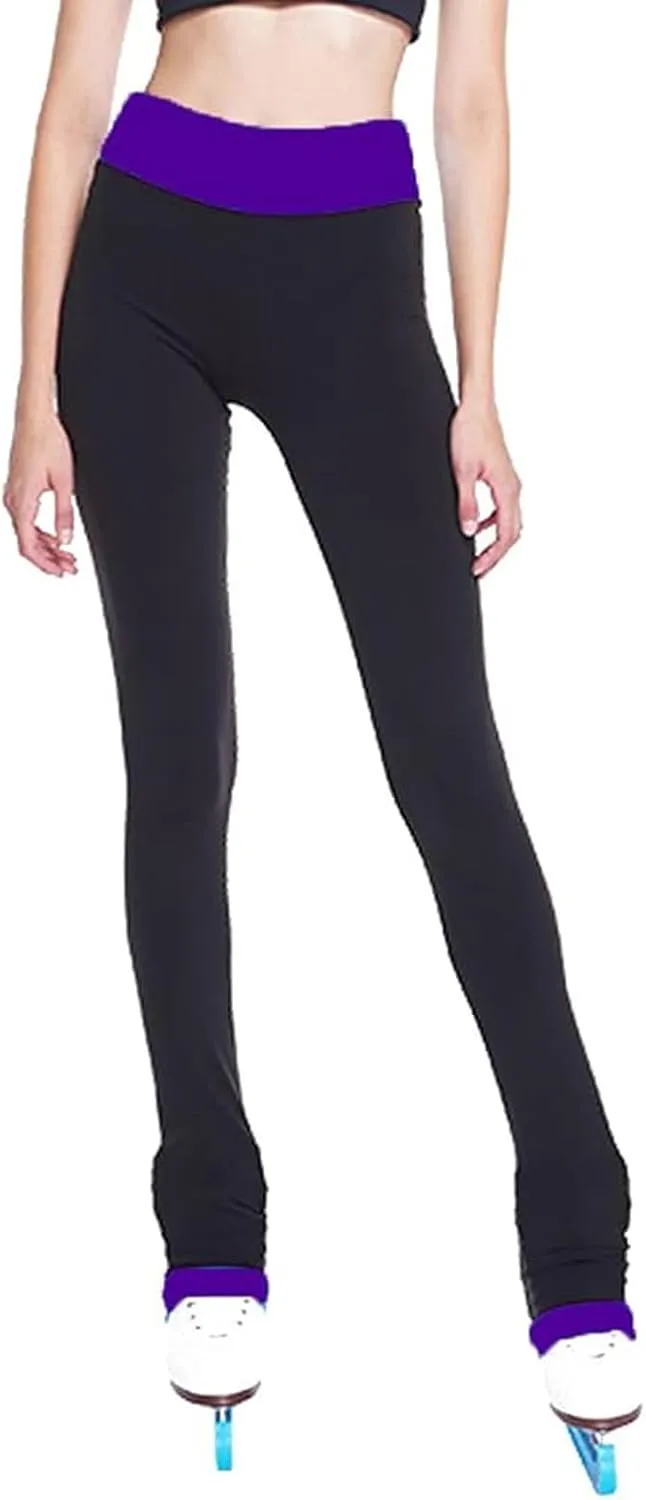 LIUHUO Figure Skating Pants Girls Fleece Practice Leggings Teens Skating Trousers