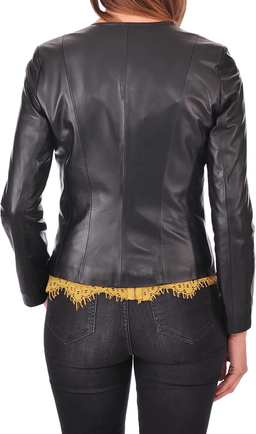 LL LEATHER LOVERS Women's Lambskin Leather Bomber Biker Jacket