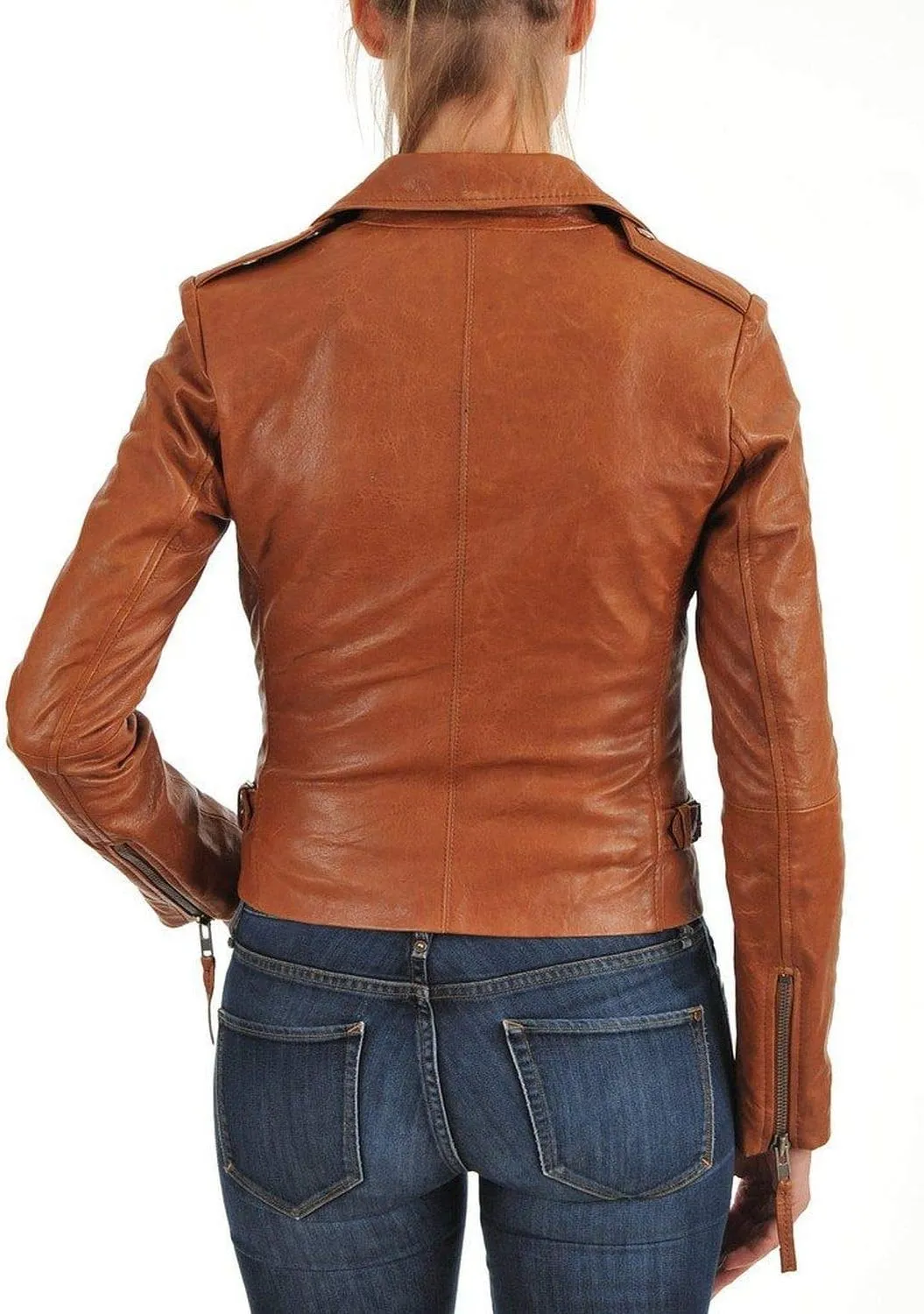 LL Leather Lovers Women's Lambskin Leather Bomber Biker Jacket