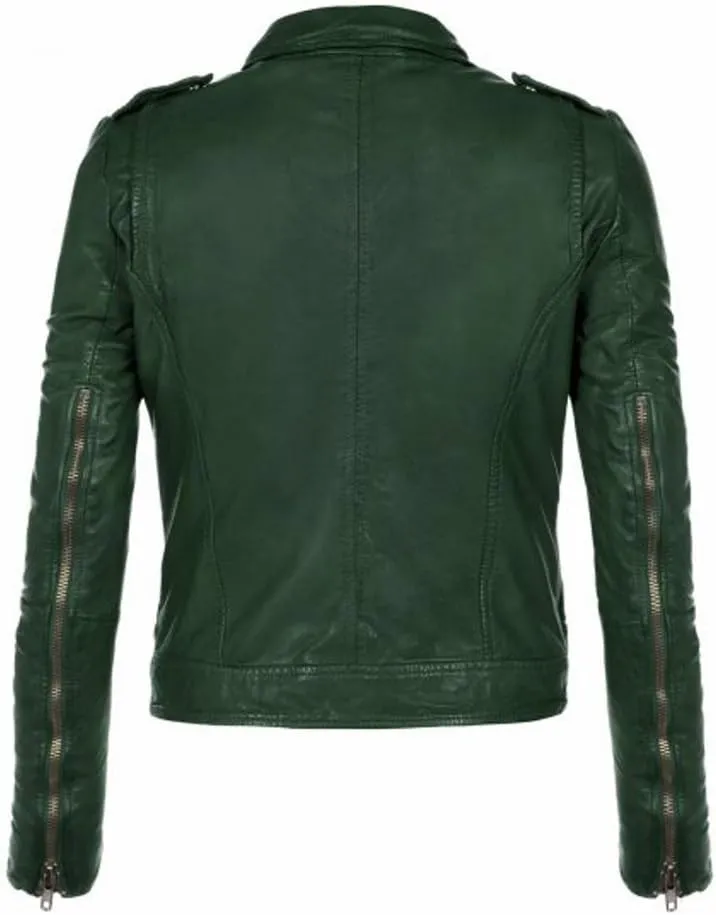 LL Leather Lovers Women's Lambskin Leather Bomber Biker Jacket