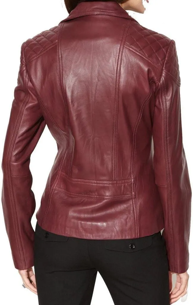 LL Leather Lovers Women's Lambskin Leather Bomber Biker Jacket
