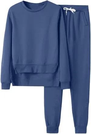 Lounge Sets for Women 2024 Long Sleeve Crewneck Athletic Trendy Hoodie Sweatshirts and Sweatpants Sweatsuit