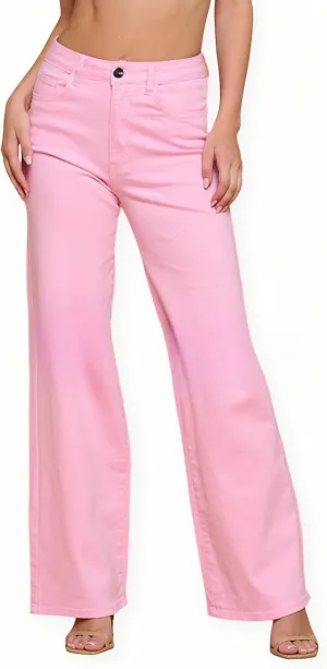 LOVER BRAND FASHION High Waisted-Rise Womens Stretchy Wide Leg Jeans - Curvy Flare Feather Denim Pants