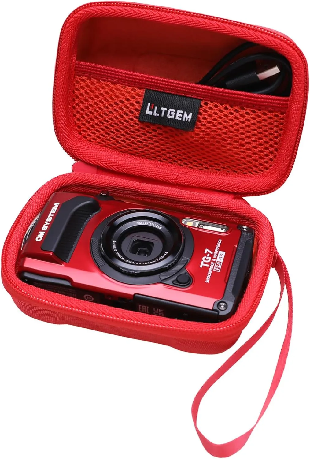 LTGEM Case Compatible with OM SYSTEM Tough TG-7 / Olympus Tough TG-6 Underwater Camera, Red