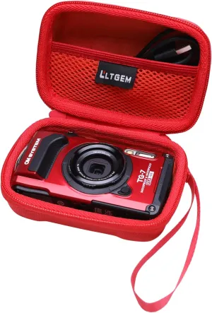 LTGEM Case Compatible with OM SYSTEM Tough TG-7 / Olympus Tough TG-6 Underwater Camera, Red