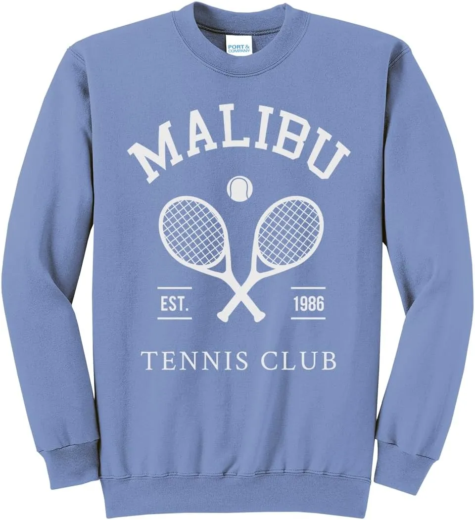 Malibu Tennis Club Relaxed Vintage Lightweight Preppy Sweatshirt