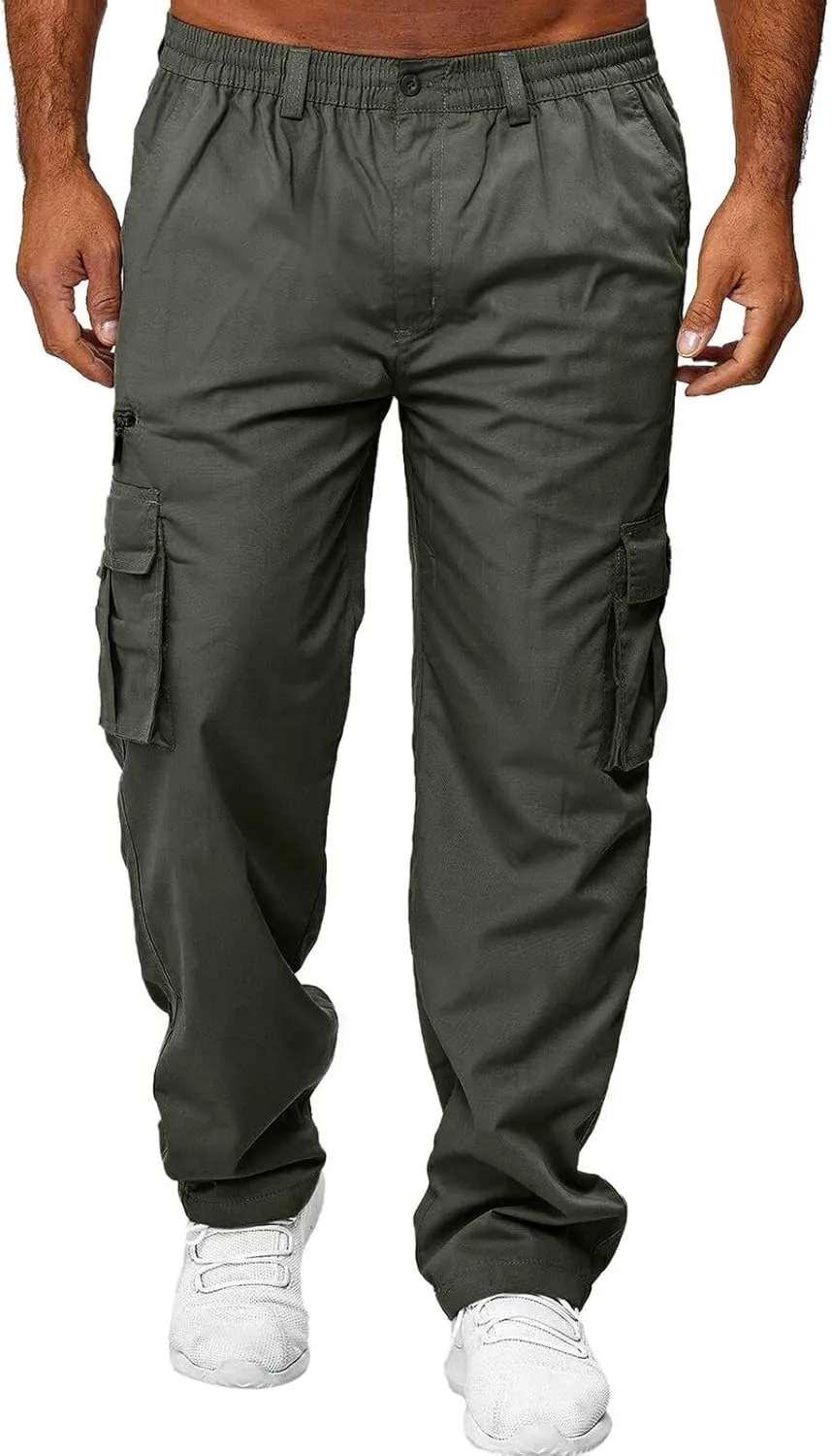 Men Outdoor Cargo Pants Relaxed Fit Lightweight Tactical Pant Hiking Jogger Classic Fit Multi Pockets 2024