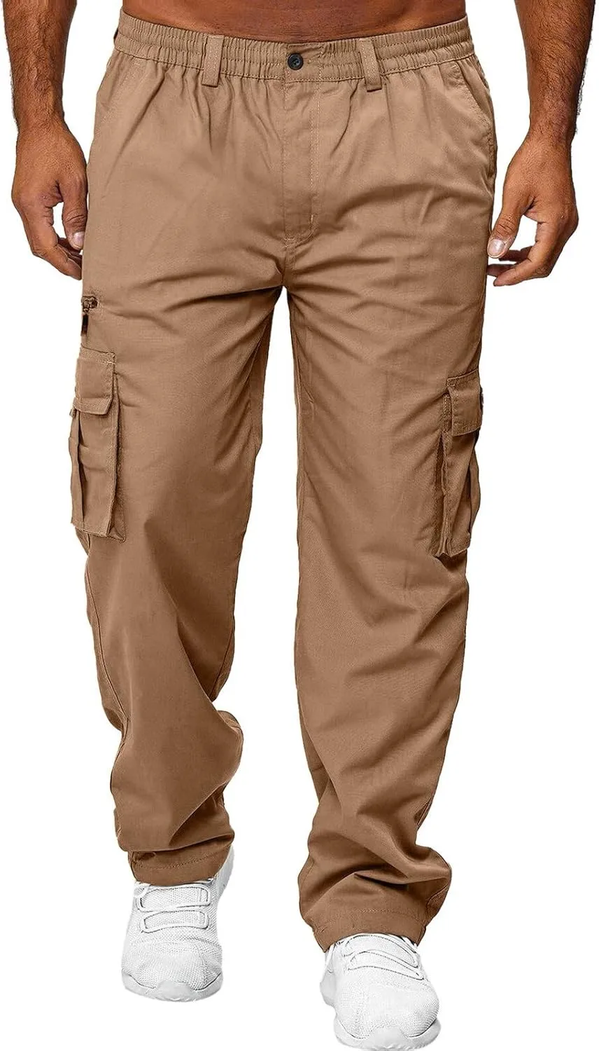 Men Outdoor Cargo Pants Relaxed Fit Lightweight Tactical Pant Hiking Jogger Classic Fit Multi Pockets 2024