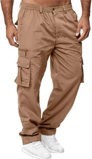 Men Outdoor Cargo Pants Relaxed Fit Lightweight Tactical Pant Hiking Jogger Classic Fit Multi Pockets 2024