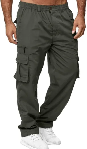 Men Outdoor Cargo Pants Relaxed Fit Lightweight Tactical Pant Hiking Jogger Classic Fit Multi Pockets 2024