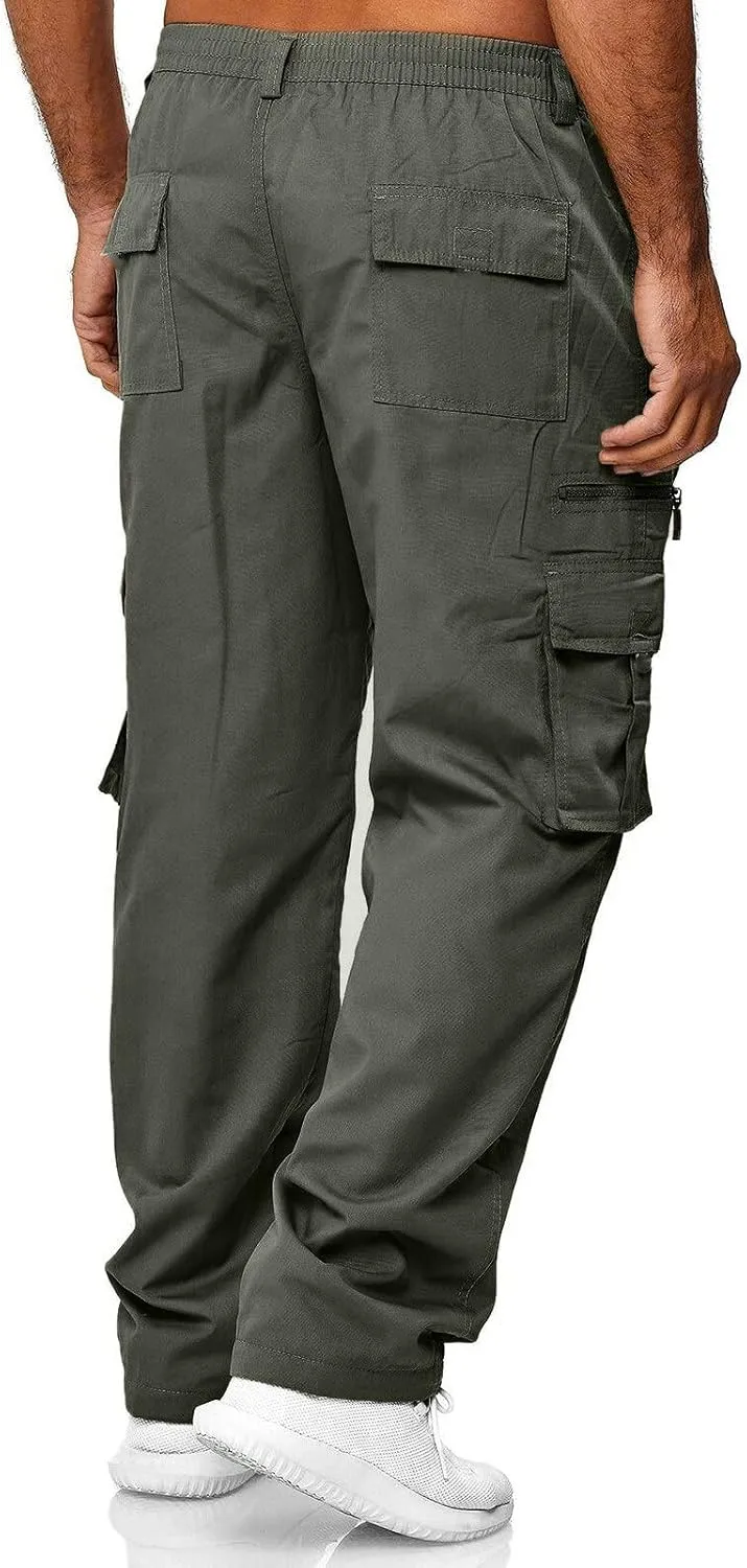Men Outdoor Cargo Pants Relaxed Fit Lightweight Tactical Pant Hiking Jogger Classic Fit Multi Pockets 2024